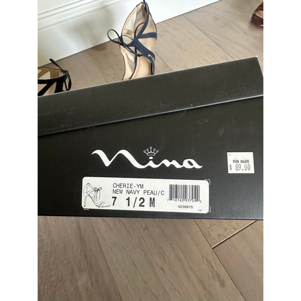 Nina Cherie Navy Mesh Peep Toe Heels Women's Size 7.5 - Picture 4 of 11